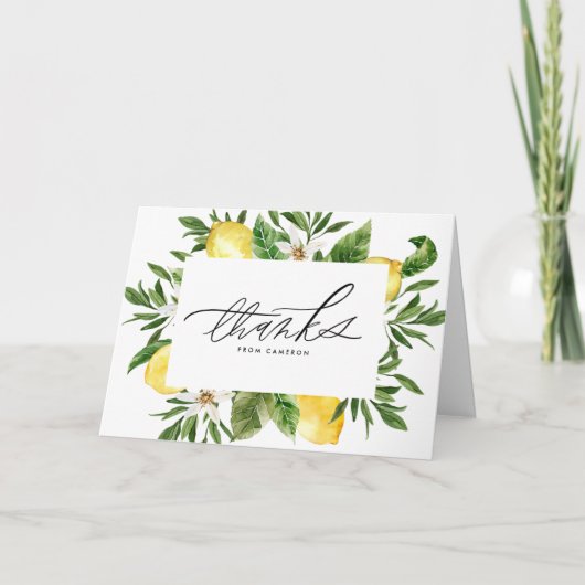Waterverf Lemon Blossoms Lijst Verjaardag Bedankkaart (Voorkant)