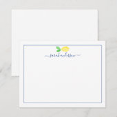 Waterverf Lemon Blue Border Personalized Notitiekaartje (Voorkant / Achterkant)