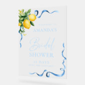 Waterverf Lemon Blue Ribbon WELKOM Vrijgezellenfee Acryl Bord (Hoek)