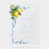 Waterverf Lemon Blue Ribbon WELKOM Vrijgezellenfee Acryl Bord (Voorkant)