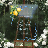 Waterverf Lemon Blue Ribbon WELKOM Vrijgezellenfee Acryl Bord