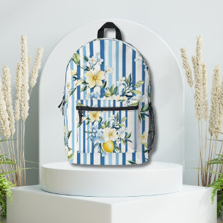 Waterverf Lemon Blue White Stripe Bedrukte Rugzak