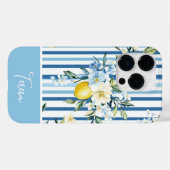 Waterverf Lemon Blue White Stripe Case-Mate iPhone Case (Achterkant (horizontaal))