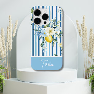Waterverf Lemon Blue White Stripe Case-Mate iPhone 14 Pro Hoesje