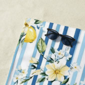 Waterverf Lemon Blue White Stripe Strandlaken (In situ)