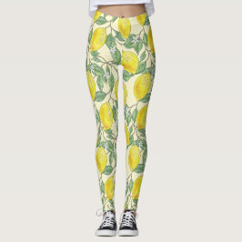  Waterverf Lemon Boom Tropisch Patroon Leggings