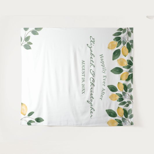Waterverf Lemon Botanical Backdrop Weddenschap Wandkleed (Voorkant (horizontaal))