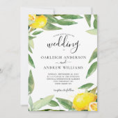Waterverf Lemon Botanical Wedding Kaart (Voorkant)