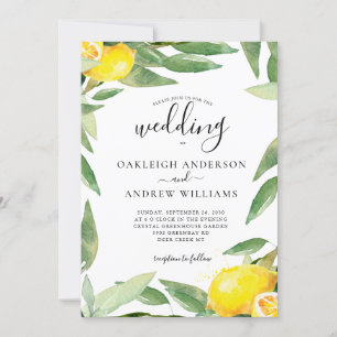 Waterverf Lemon Botanical Wedding Kaart