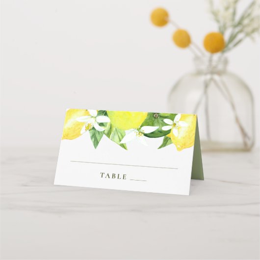 Waterverf Lemon Botanical Wedding Plaatskaartje (Voorkant)