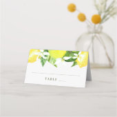 Waterverf Lemon Botanical Wedding Place Card Plaatskaartje (Voorkant)