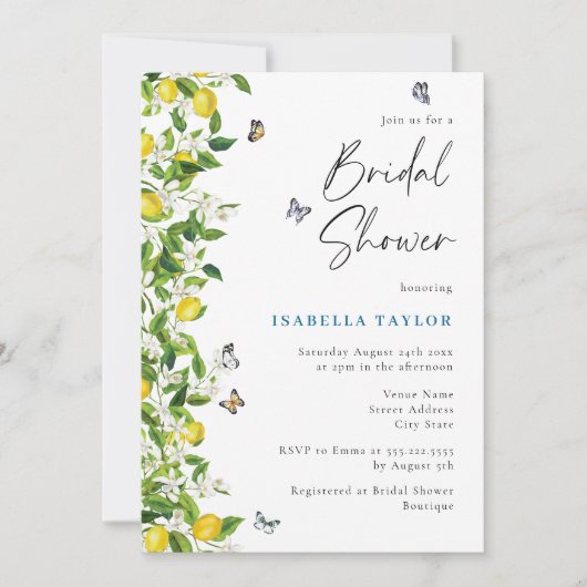 Waterverf Lemon Botanisch Vrijgezellenfeest Kaart (Voorkant)