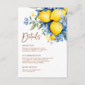 Waterverf Lemon Botanische bruiloft Details Informatiekaartje (Voorkant)