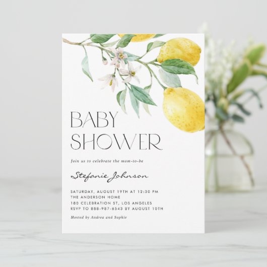 Waterverf Lemon Bouquet Summer Baby shower Kaart (Staand voorkant)