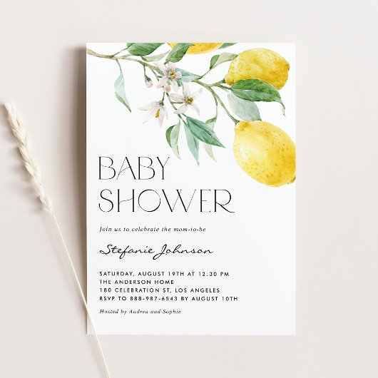 Waterverf Lemon Bouquet Summer Baby shower Kaart