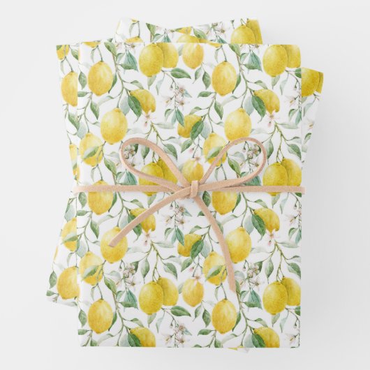 Waterverf Lemon Bouquet Summer Pattern Inpakpapier Vel (In situ)
