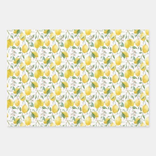 Waterverf Lemon Bouquet Summer Pattern Inpakpapier Vel (Voorkant)