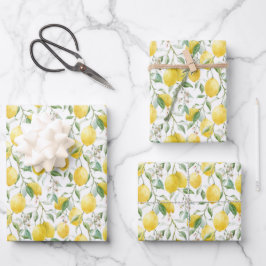 Waterverf Lemon Bouquet Summer Pattern Inpakpapier Vel