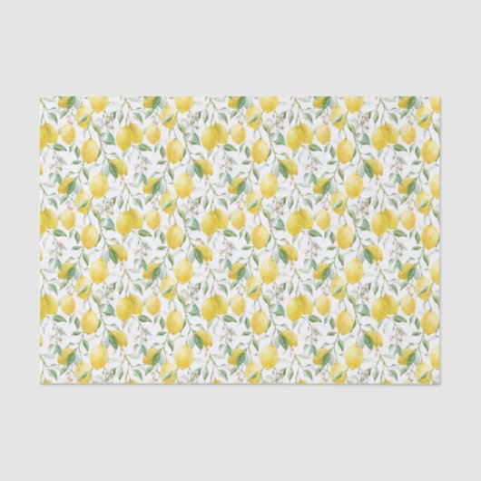 Waterverf Lemon Bouquet Summer Pattern Tissuepapier (Voorkant)