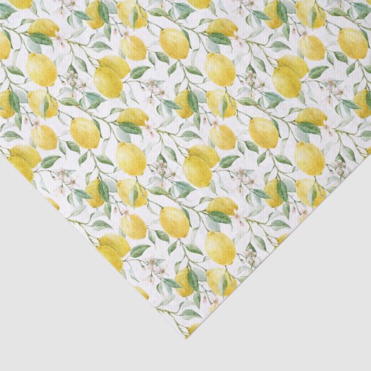 Waterverf Lemon Bouquet Summer Pattern Tissuepapier (Detail)