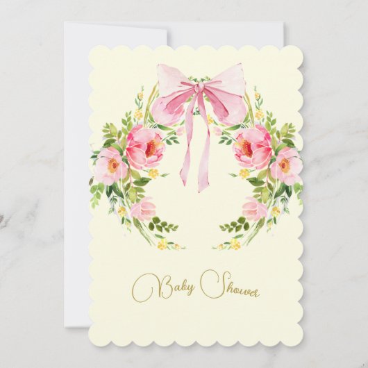 Waterverf Lemon Bow Floral Baby shower Kaart (Achterkant)