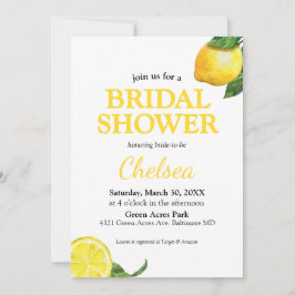 Waterverf Lemon Bridal Shower Invitation Kaart