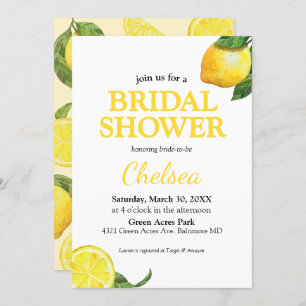 Waterverf Lemon Bridal Shower Invitation Kaart