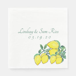 Waterverf Lemon Bunch Citrus Yellow Wedding Servet