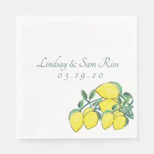 Waterverf Lemon Bunch Citrus Yellow Wedding Servet