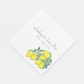 Waterverf Lemon Bunch Citrus Yellow Wedding Servet (Hoek)