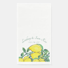 Waterverf Lemon Bunch Citrus Yellow Wedding Servet