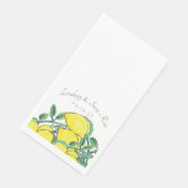Waterverf Lemon Bunch Citrus Yellow Wedding Servet (Hoek)