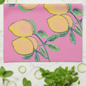 Waterverf Lemon Bunch Hand Geschilderd Roze Theedoek (Gevouwen)