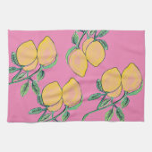 Waterverf Lemon Bunch Hand Geschilderd Roze Theedoek (Horizontaal)
