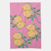 Waterverf Lemon Bunch Hand Geschilderd Roze Theedoek (Verticaal)