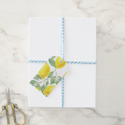 Waterverf Lemon Cadeaulabel (Met Touw)