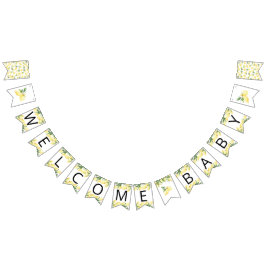 Waterverf Lemon Citrus Baby shower Bunting Flags Vlaggetjes