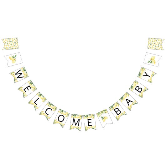 Waterverf Lemon Citrus Baby shower Bunting Flags Vlaggetjes (Alle)