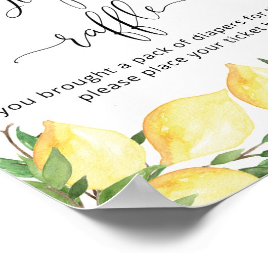 Waterverf Lemon Citrus Diaper Raffle Poster (Hoek)