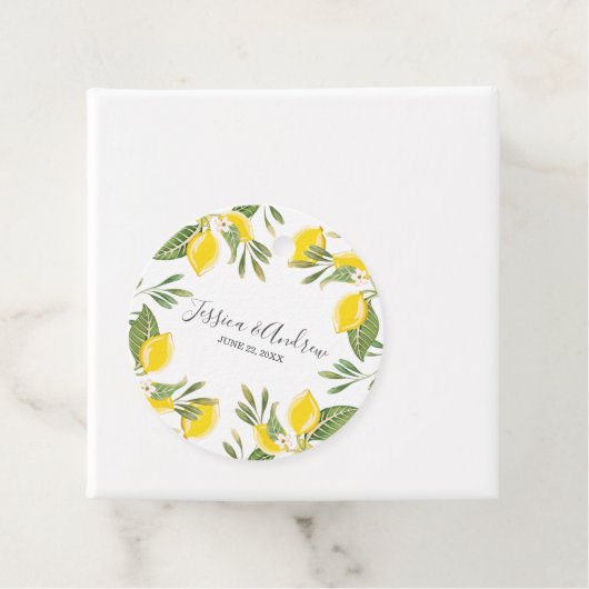 Waterverf Lemon Citrus Floral Rustic Yellow Bedankjes Labels (In situ)
