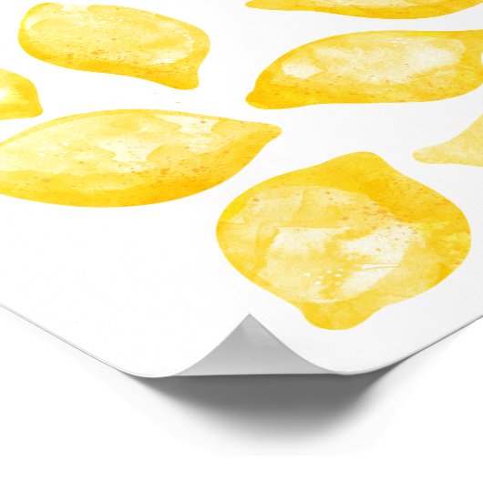 Waterverf Lemon Citrus Fruit Pattern Poster (Hoek)