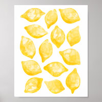 Waterverf Lemon Citrus Fruit Pattern