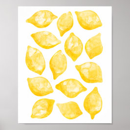 Waterverf Lemon Citrus Fruit Pattern Poster