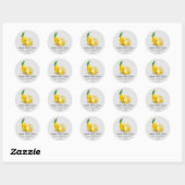 Waterverf Lemon citrus limoen Grey Ronde Sticker (Vel)