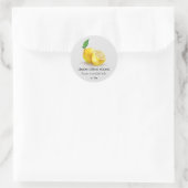 Waterverf Lemon citrus limoen Grey Ronde Sticker (Tas)