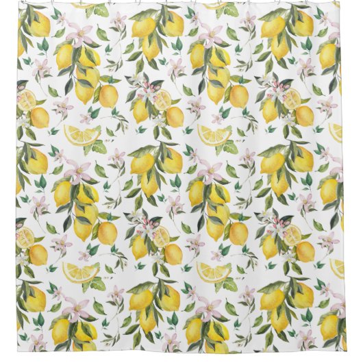 Waterverf Lemon Citrus Pattern Douchegordijn (Voorkant)