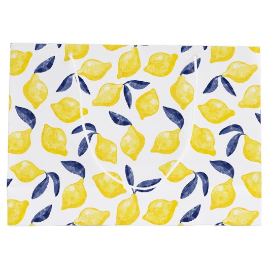 Waterverf Lemon Citrus Pattern Groot Cadeauzakje (Achterkant)