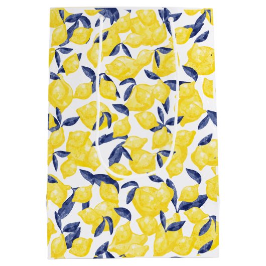 Waterverf Lemon Citrus Pattern Medium Cadeauzakje (Achterkant)