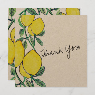 Waterverf Lemon Citrus Script Hartelijk dank Kaart