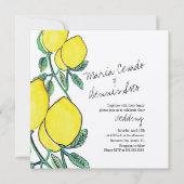 Waterverf Lemon Citrus Script Wedding Kraft Kaart (Voorkant)